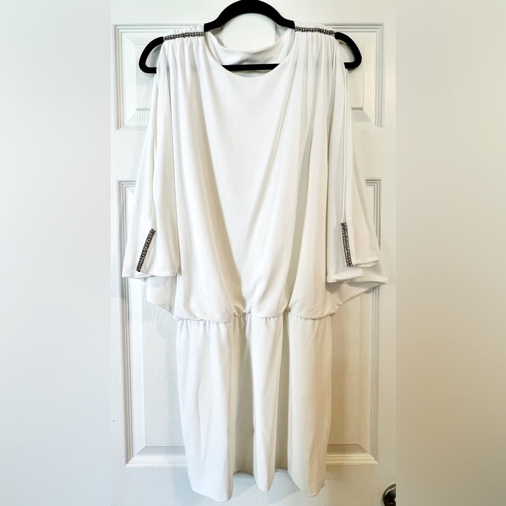 CACHÉ Crystal Embellished Cold-Shoulder dress. Size L